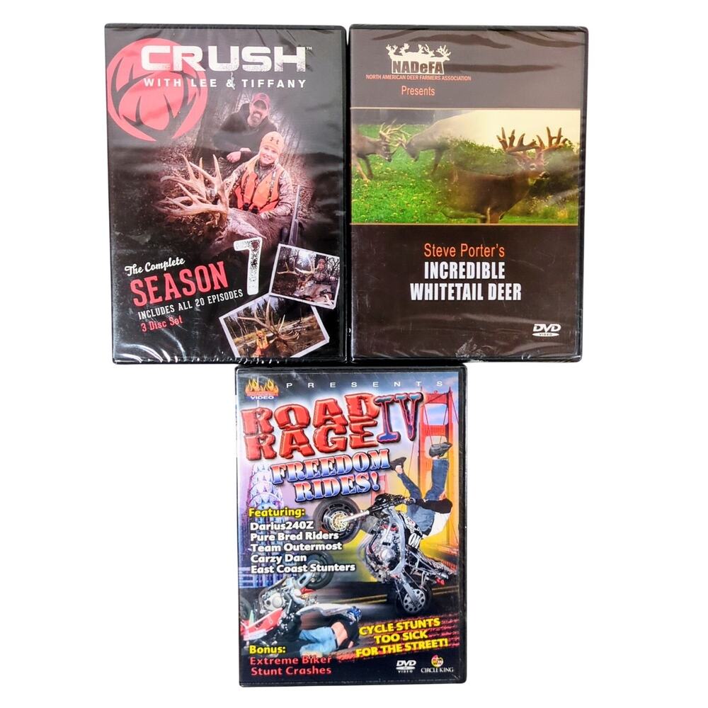 Hunting & Extreme Sports DVD Lot - Crush Season 7, Steve Porter Whitetail, Road